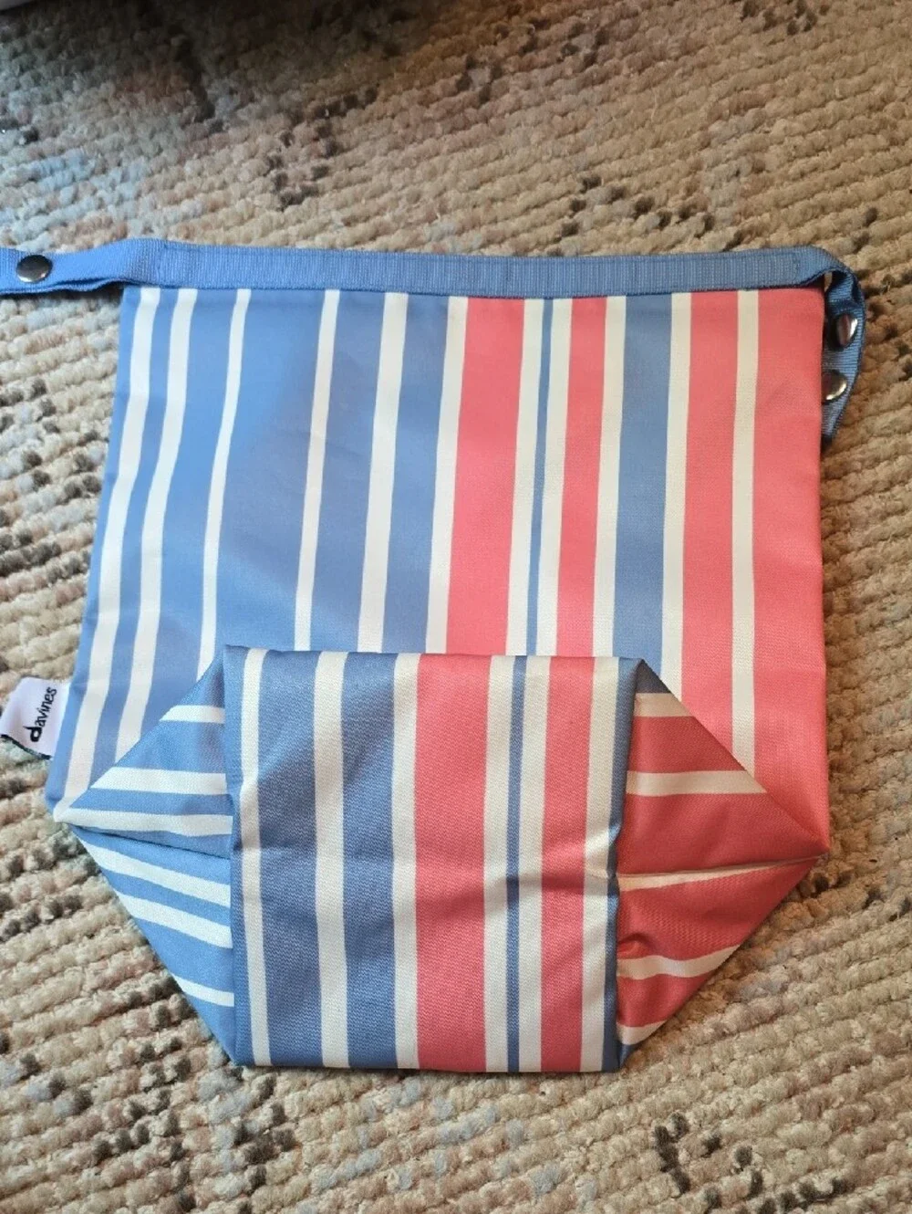 Davines Striped Pouch in Blue, Coral & White